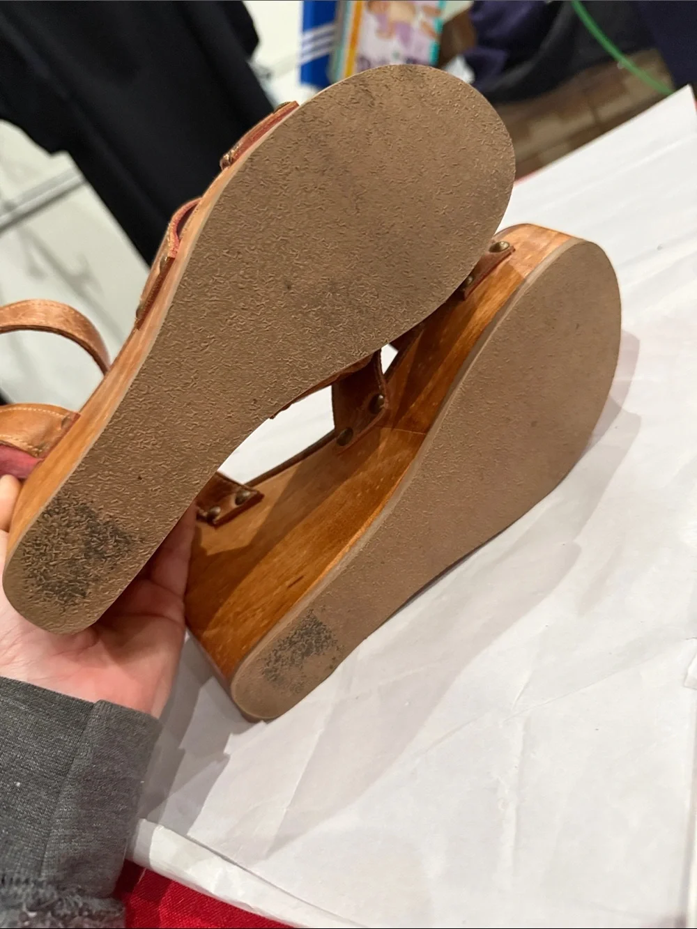 BED|STU Brown Leather Platform Sandals with Ankle Strap